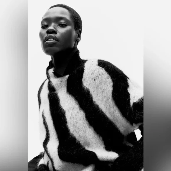 H&M EDITION MOHAIR-BLEND MOCK TURTLENECK SWEATER SIZE XS - Picture 5 of 11